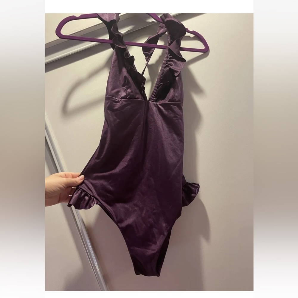 Indigo Swimwear One Piece Purple Ruffles Medium Preloved Read Description